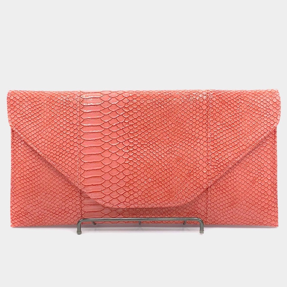 Pink Animal Print Crocodile Skin Patterned Envelope Clutch Bag
